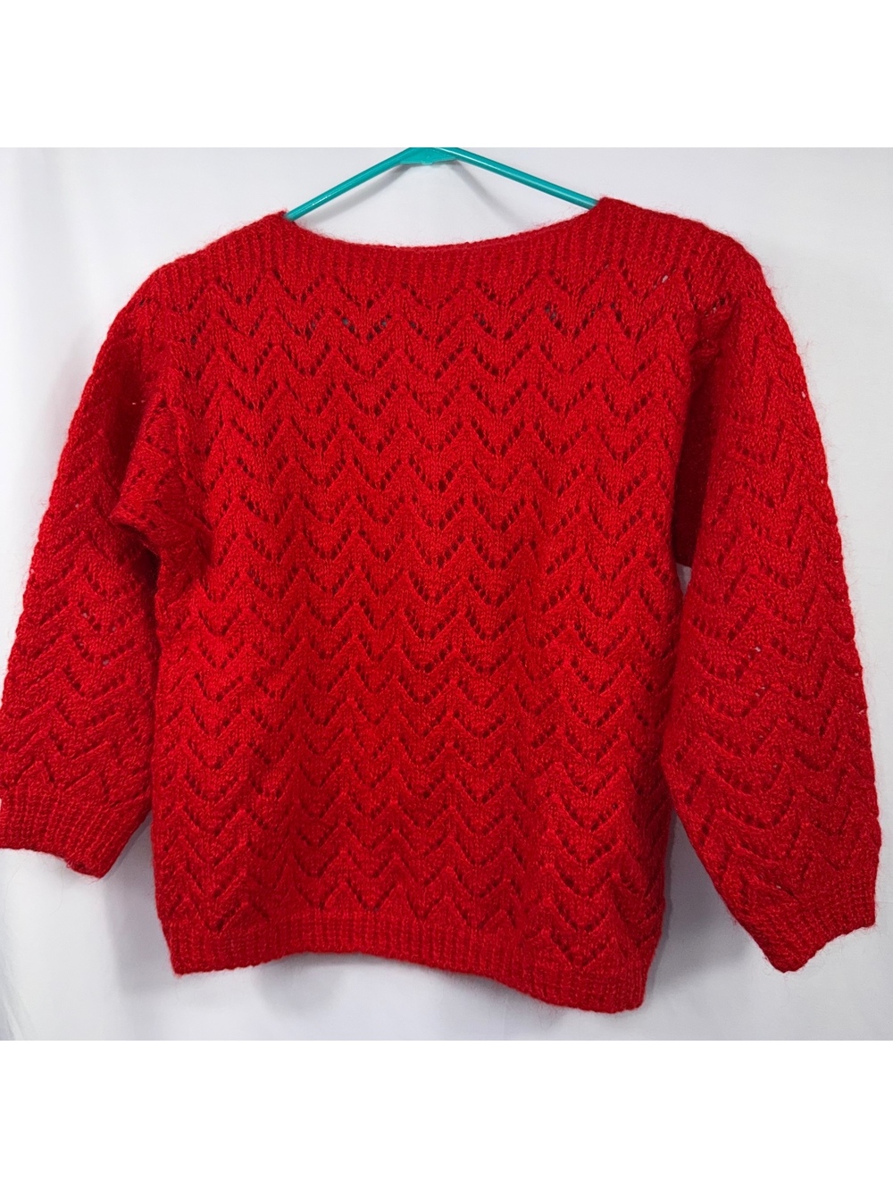 Women’s Red Open Knit Pointelle Sweater